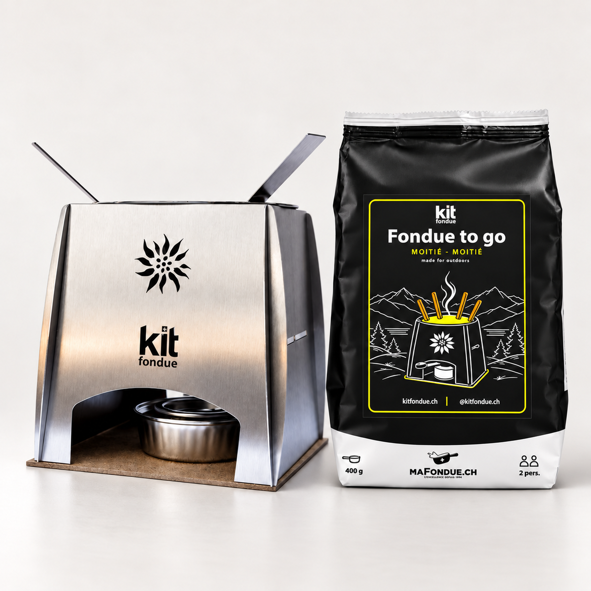 Tragbares Swiss Made Fondue – Kitfondue für 2 Personen