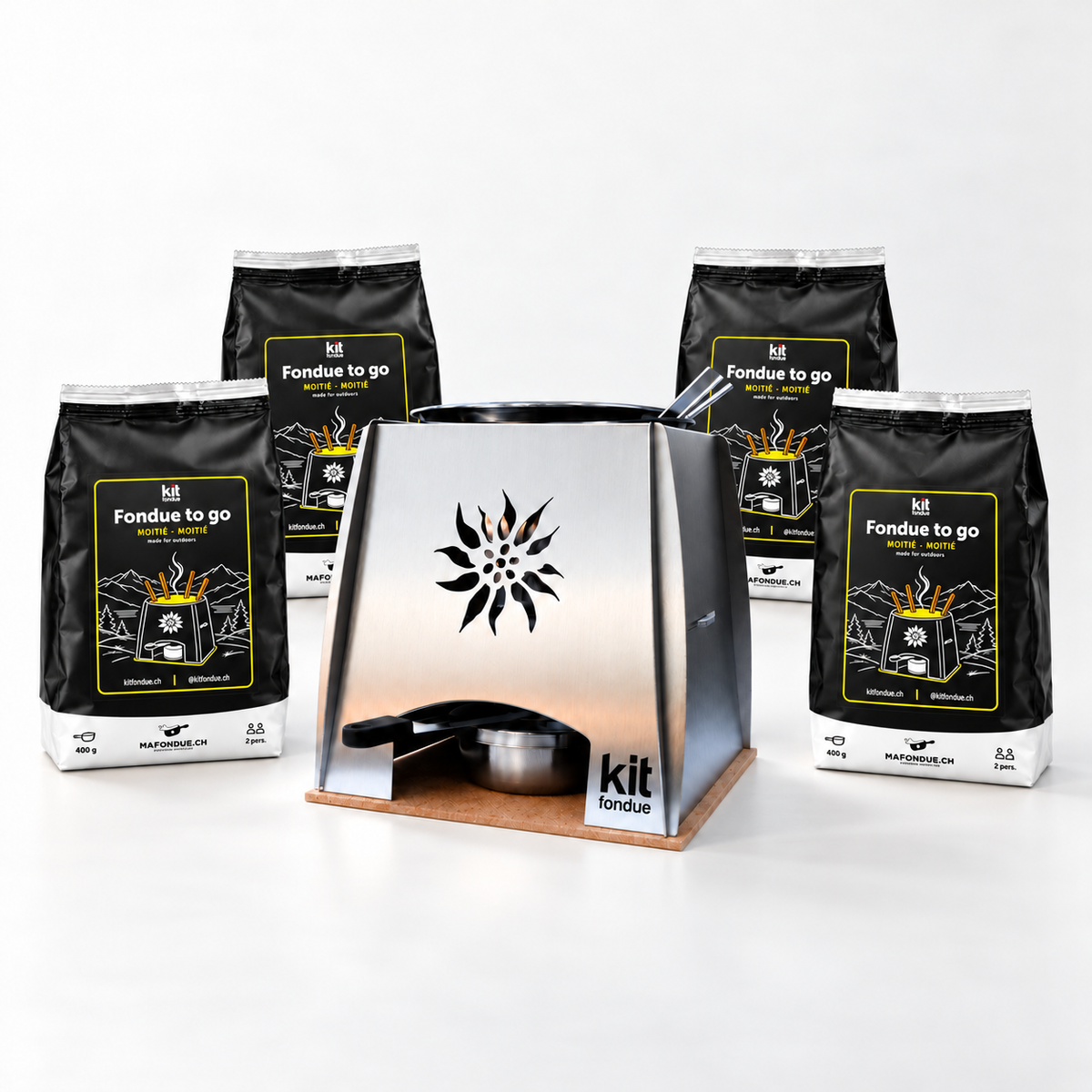 Tragbares Swiss-Made-Fondue – Kitfondue für 4 Personen