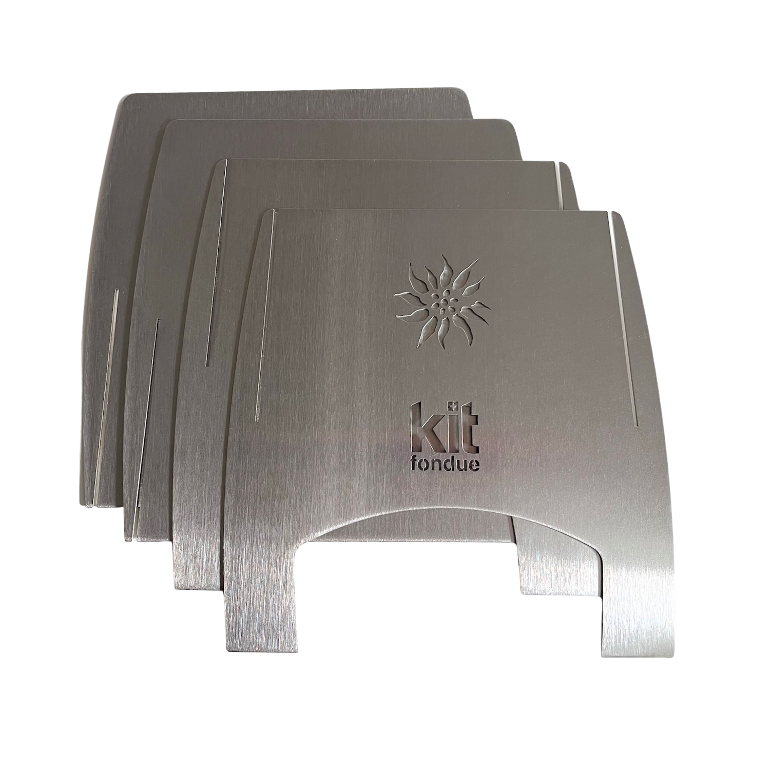 Set de 4 plaques en inox – Kit Fondue 2 personnes