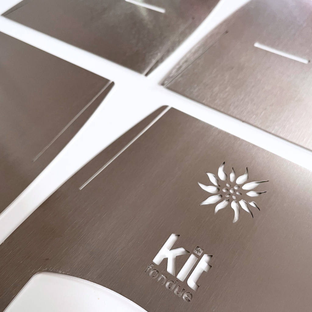 Set mit 4 Edelstahlplatten – KitFondue für 2 Personen